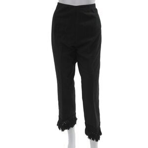 True Royal Womens Cropped Dress Pants Black Zip Cotton Elastane Size 46